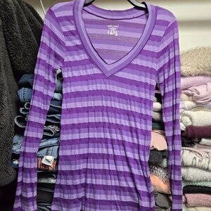 Purple striped long sleeve shirt